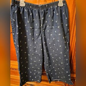 Just My Size Dark Wash Denim Capris With Anchor Motif Size 1X (16W)